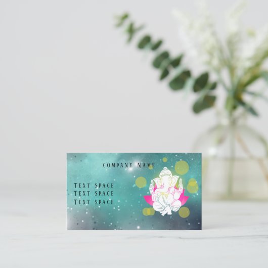 ヨガエレファントティール(緑がかった色)水彩 名刺 (スタンド正面)