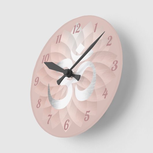 ヨガオムサイン抽象芸術バラ金ゴールドロータスフローラ ラウンド壁時計 (傾斜)