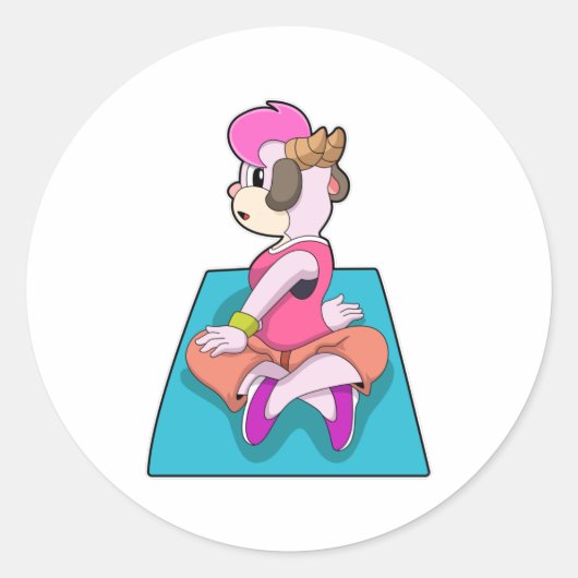 ヨガオンヨガマットでヤギ ラウンドシール (正面)