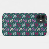 ヨガオーム記号パターンブルーグリーンとピンク Case-Mate iPhoneケース (裏面(横))