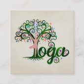 ヨガカラフルツリーワードアート スクエア名刺 (正面)