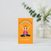 ヨガカラフルブライトオレンジを踊る女の子の漫画 名刺 (スタンド正面)
