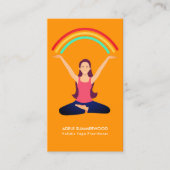 ヨガカラフルブライトオレンジを踊る女の子の漫画 名刺 (正面)