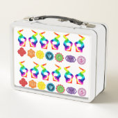 ヨガカラフルポジションチャクラアート メタルランチボックス (裏面)