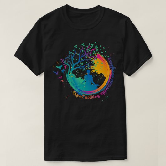 ヨガカラフル禅は何も感謝しない Tシャツ (デザイン正面)