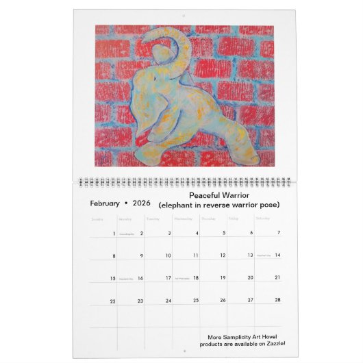 ヨガカレンダーを使う動物 カレンダー (2月 2026)