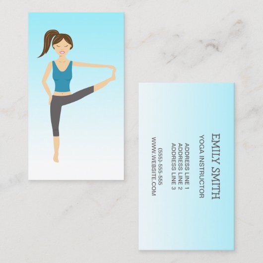 ヨガガガールハンドトゥーポーズヨガインストラクター 名刺 (正面/裏面)