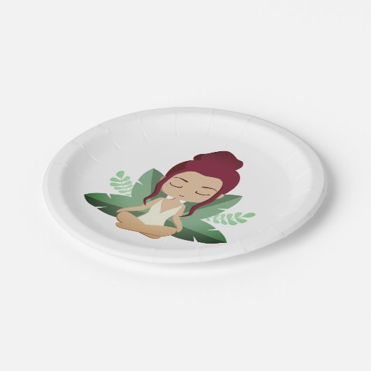 ヨガガガール落ち着いたウェルネスの心を高揚させる芸術 ペーパープレート (アングル)