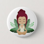 ヨガガガール落ち着いたウェルネスの心を高揚させる芸術 缶バッジ (正面)