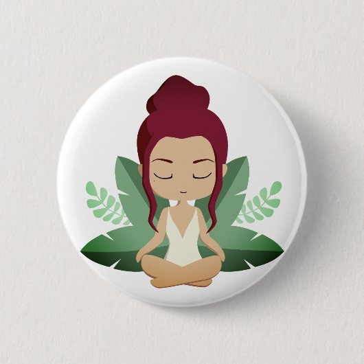 ヨガガガール落ち着いたウェルネスの心を高揚させる芸術 缶バッジ (正面)