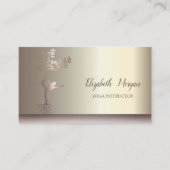ヨガガールシルエット金ゴールドシャンパン 名刺 (正面)