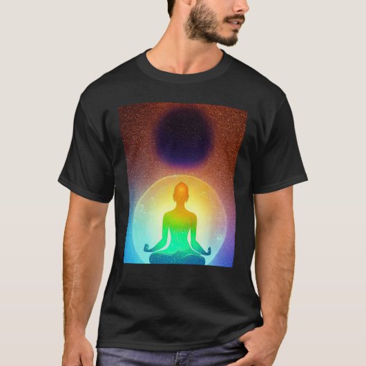ヨガガール 女性 太陽礼拝 瞑想 チャクラ Tシャツ (正面)