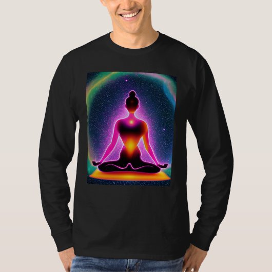 ヨガガール 女性 太陽礼拝 瞑想 チャクラ Tシャツ (正面)