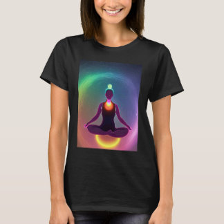 ヨガガール 女性 太陽礼拝 瞑想 チャクラ Tシャツ