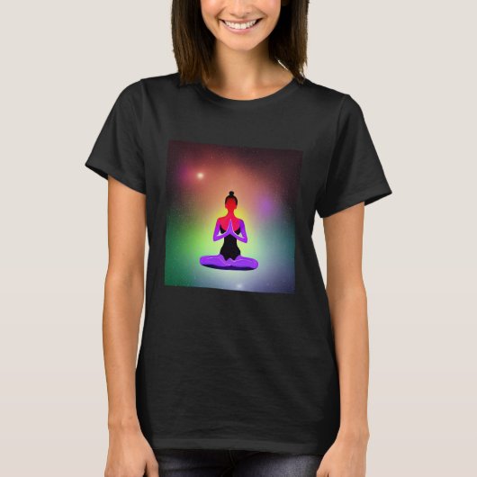 ヨガガール 女性 太陽礼拝 瞑想 チャクラ Tシャツ (正面)