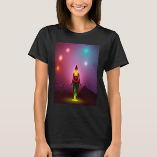ヨガガール 女性 太陽礼拝 瞑想 チャクラ Tシャツ