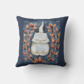 ヨガキャットインディゴブルー装飾用クッション クッション (裏面)