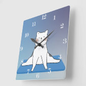 ヨガキャットスクエアクロック スクエア壁時計 (傾斜)