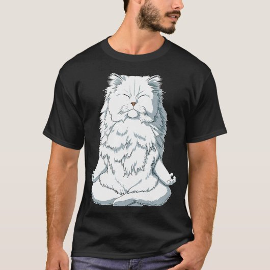 ヨガキャットペルシャ猫 Tシャツ (正面)