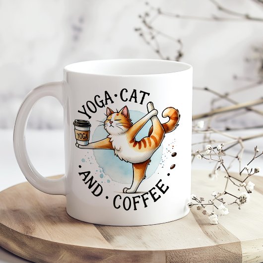 「ヨガキャット&コーヒー」おもしろい猫好き コーヒーマグカップ