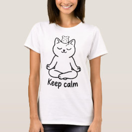 ヨガキャット ロータス ポーズ ゼン シルエット ナマステ フェライン Tシャツ