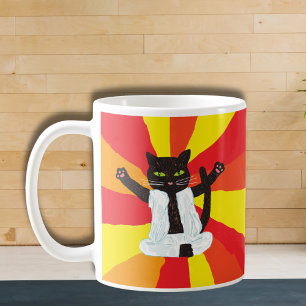 ヨガギフト猫の上師マニア瞑想平和 コーヒーマグカップ