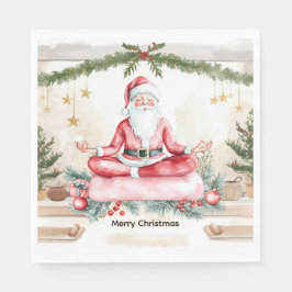 ヨガクラスのLargでサンタクロースとヨガクリスマス スタンダードランチョンナプキン