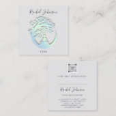 ヨガクラススクールプライベートインストラクターロゴグレー スクエア名刺 (正面/裏面)