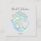 ヨガクラススクールプライベートインストラクターロゴグレー スクエア名刺 (正面)