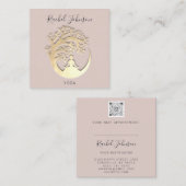 ヨガクラススクールプライベートインストラクターQrCodeバラ スクエア名刺 (正面/裏面)