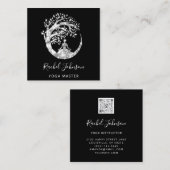 ヨガクラススクールロゴインストラクターQRスパークグレー スクエア名刺 (正面/裏面)