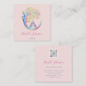 ヨガクラススクールロゴインストラクターQRヒーリング スクエア名刺 (正面/裏面)