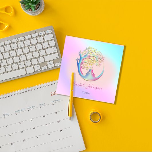 ヨガクラススクールロゴインストラクターQRヒールグラデーション スクエア名刺