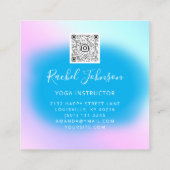 ヨガクラススクールロゴインストラクターQRブルーフローラ スクエア名刺 (裏面)