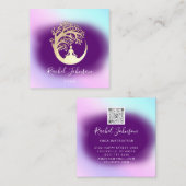 ヨガクラススクールロゴインストラクターQR Heal Violet スクエア名刺 (正面/裏面)