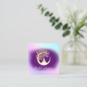 ヨガクラススクールロゴインストラクターQR Heal Violet スクエア名刺 (スタンド正面)