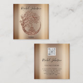 ヨガクラスズスクールインストラクターホリスティックQrバラ スクエア名刺 (正面/裏面)