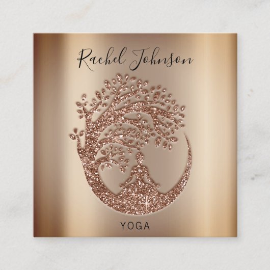 ヨガクラスズスクールインストラクターホリスティックQrバラ スクエア名刺 (正面)