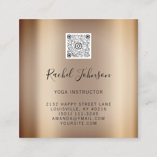 ヨガクラスズスクールインストラクターホリスティックQrバラ スクエア名刺 (裏面)