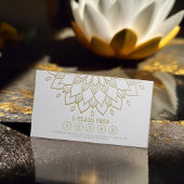 ヨガクラスパスホワイト金ゴールドエンボス曼荼羅フローラ ロイヤリティカード