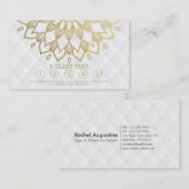 ヨガクラスパス金ゴールドマンダラフローラホワイトレザー ロイヤリティカード (正面/裏面)