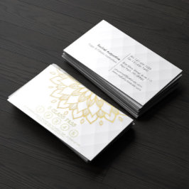 ヨガクラスパス金ゴールドマンダラフローラホワイトレザー ロイヤリティカード