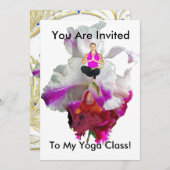 ヨガクラス招待状 – 蘭のヨガ姿勢 招待状 (正面/裏面)