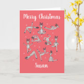 ヨガクリスマスカパーソナライズされたード カード (黄色い花)