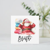 ヨガクリスマスサンタクロースが呼吸をポーズ付け シーズンカード (スタンド正面)