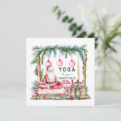 ヨガクリスマスサンタクロースが呼吸をポーズ付け シーズンカード (スタンド正面)