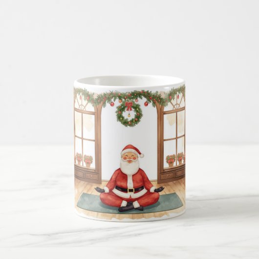 ヨガクリスマスサンタクロースのポーズ コーヒーマグカップ (中央)