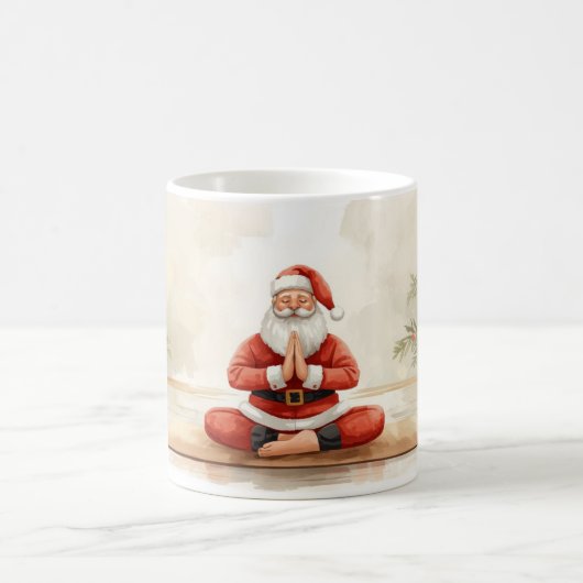 ヨガクリスマスサンタクロースのポーズ コーヒーマグカップ (中央)