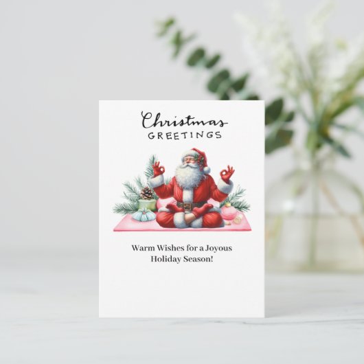 ヨガクリスマスサンタクロースのポーズ シーズンポストカード (スタンド正面)