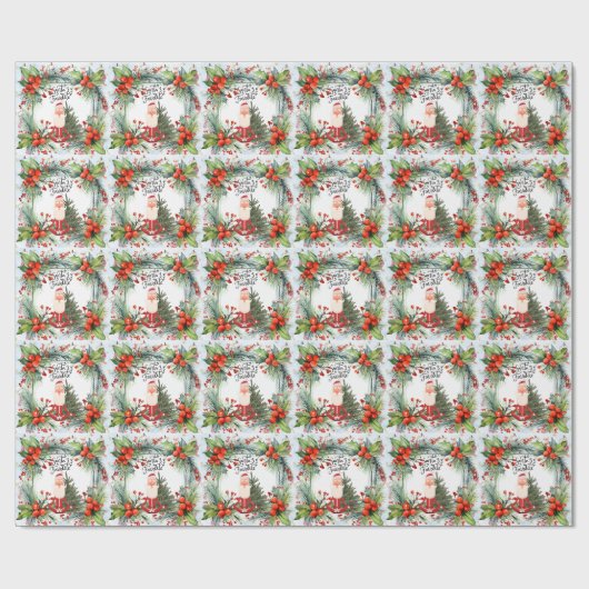 ヨガクリスマスサンタクロースインストラクター ラッピングペーパー (フラット)